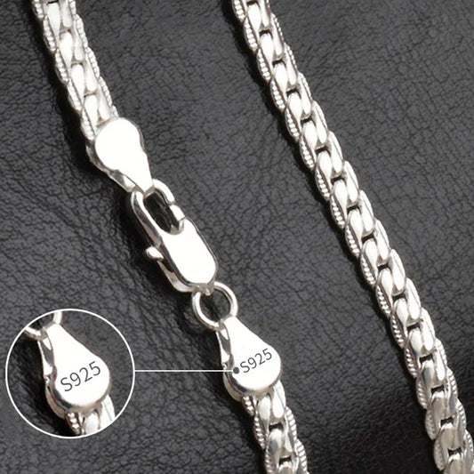 18K Gold or Silver 6mm Chain Necklace for Men and Women