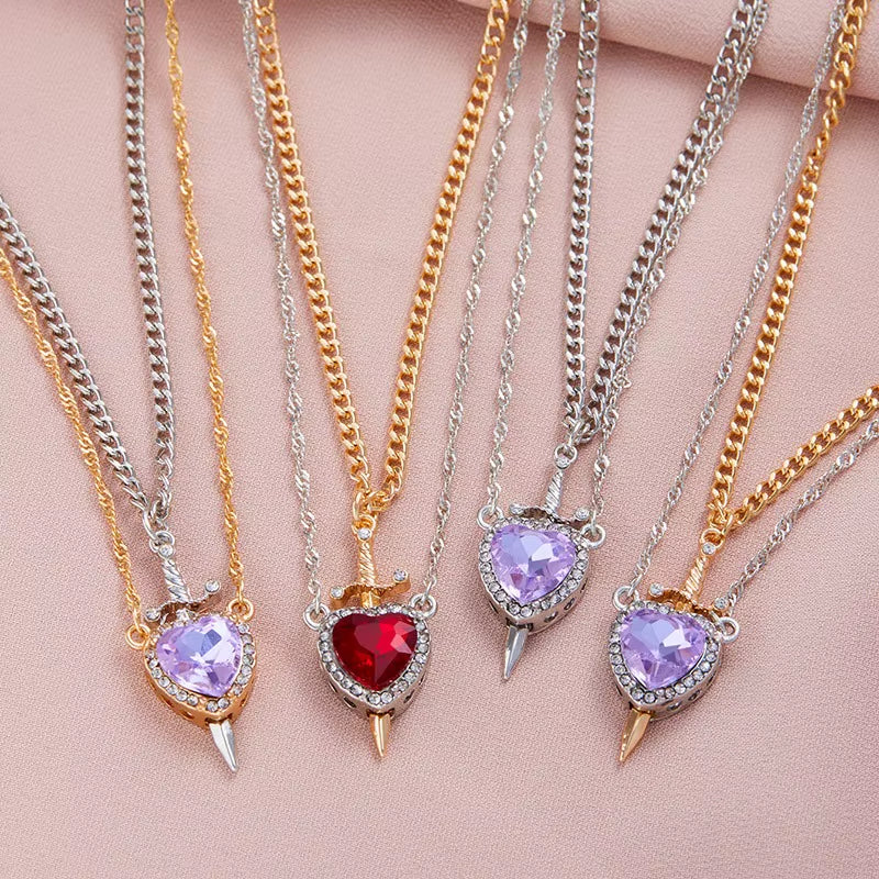 Heart and Sword Couple Necklace Stainless Steel Pendant