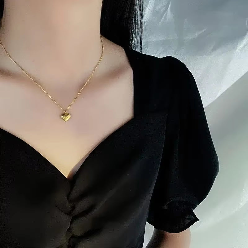 Gold Heart Pendant Necklace Korean Style Women’s Fashion Jewelry