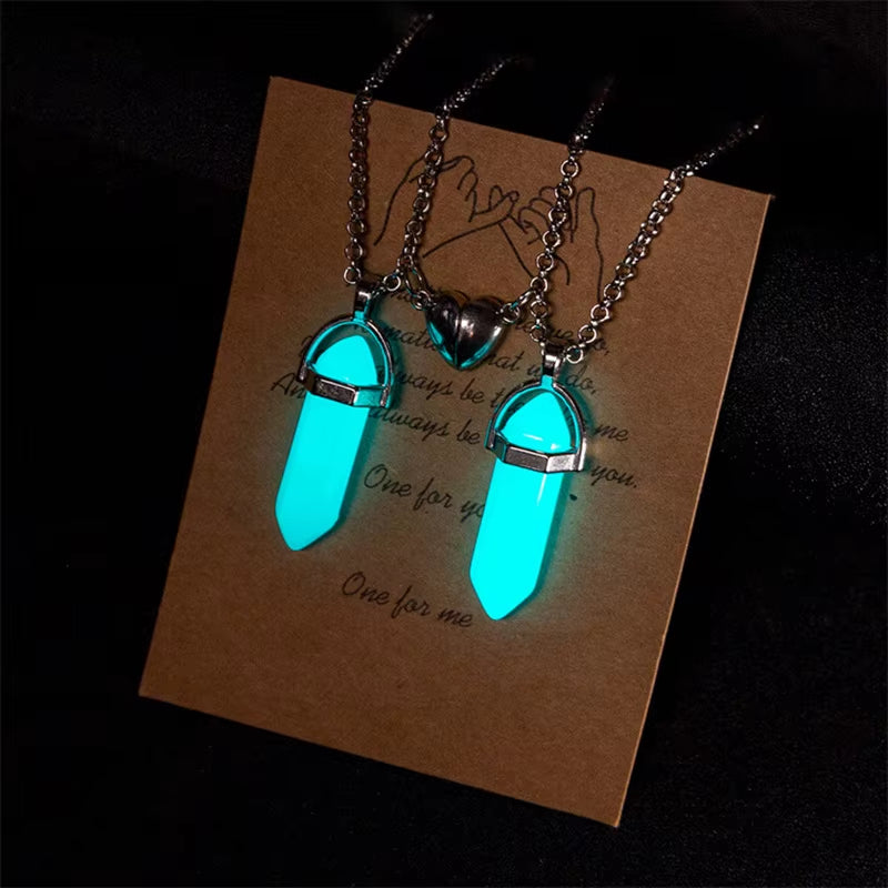 Magnetic couple necklace set featuring matching sun and moon pendants designed to connect through a secure magnetic link