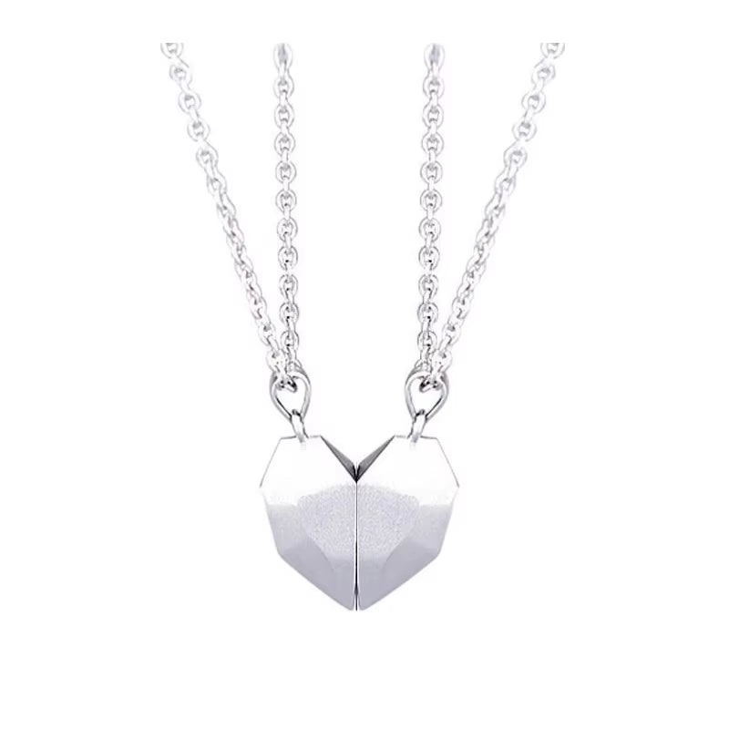 Couple Pendant Necklace Electrocardiogram Magnetic Heart Splicing Pendant