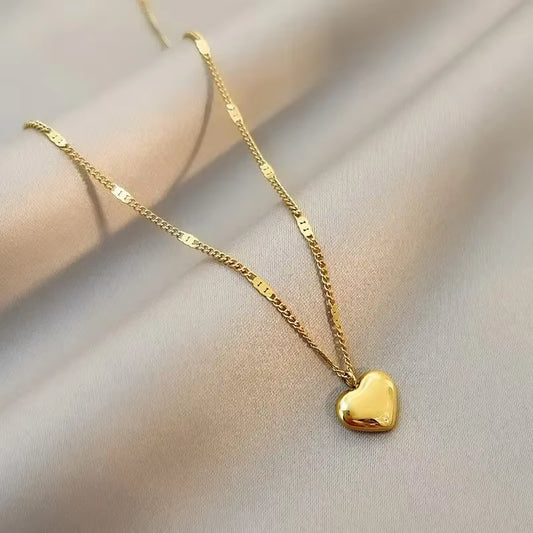 Gold Heart Pendant Necklace Korean Style Women’s Fashion Jewelry
