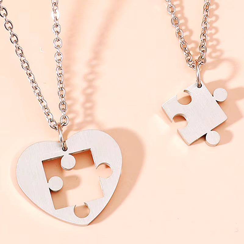 Couple Pendant Necklace Electrocardiogram Magnetic Heart Splicing Pendant