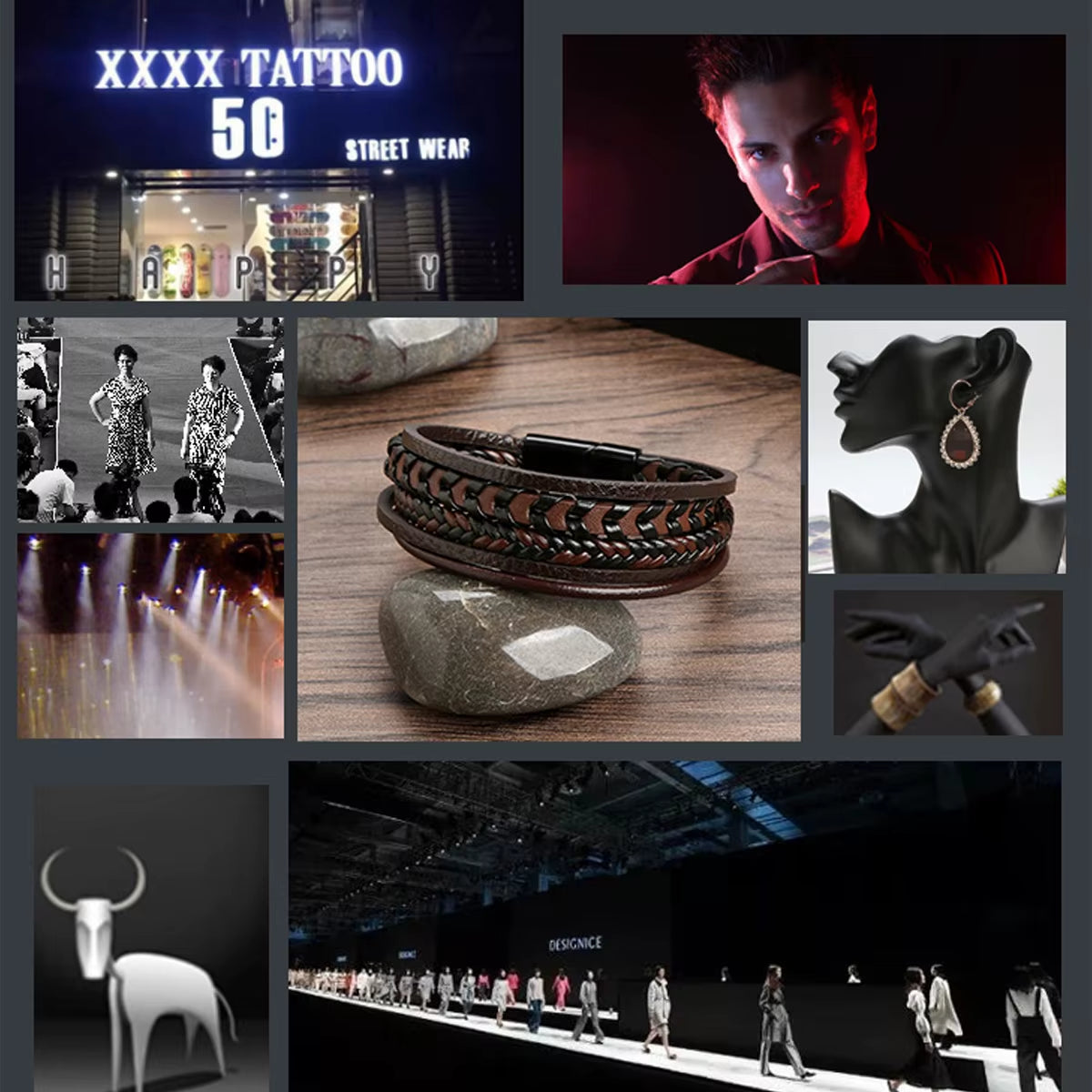  Vintage Leather Rope Braided MAgnetic Bracelet 