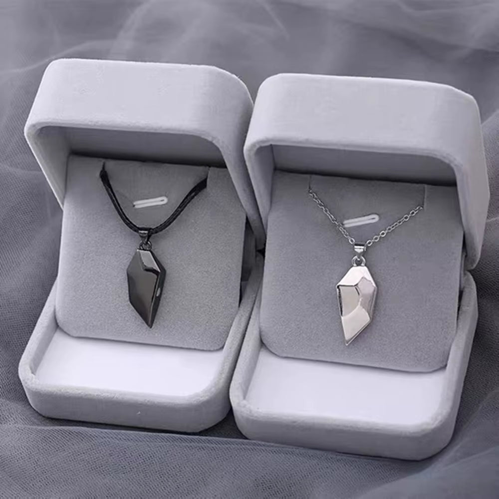 Couple Pendant Necklace Electrocardiogram Magnetic Heart Splicing Pendant