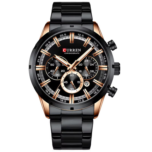 Men’s Luxury Quartz Sport Watch Chronograph Steel