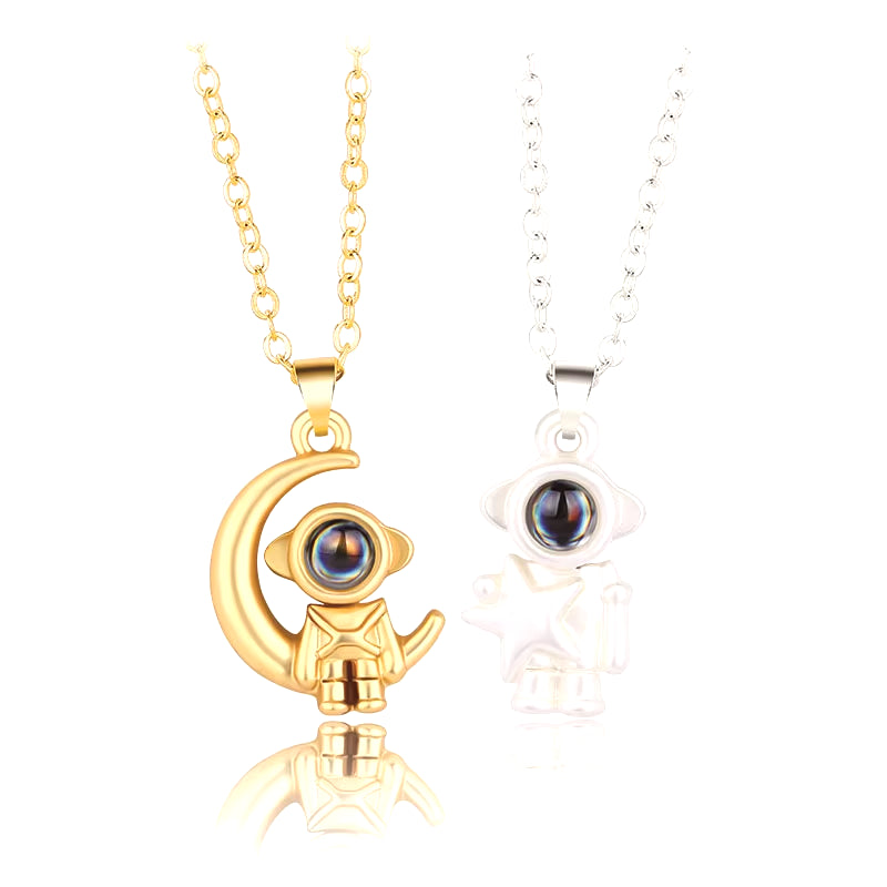 Couple Pendant Necklace Electrocardiogram Magnetic Heart Splicing Pendant