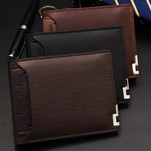 Casual Men'S Short Wallet - Multi-Functional Draw Card Holder 
