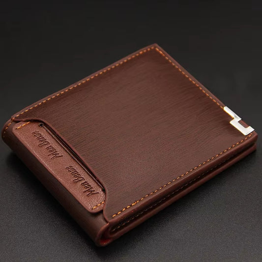 Casual Men'S Short Wallet - Multi-Functional Draw Card Holder 