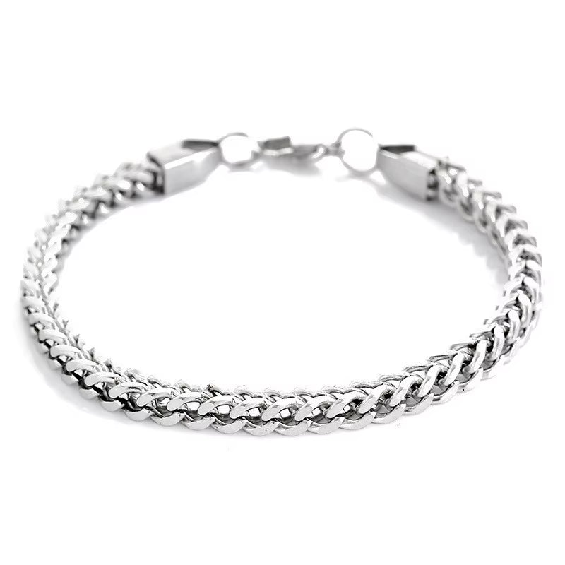 Stainless Steel Bracelet Men'S Braided Double Row