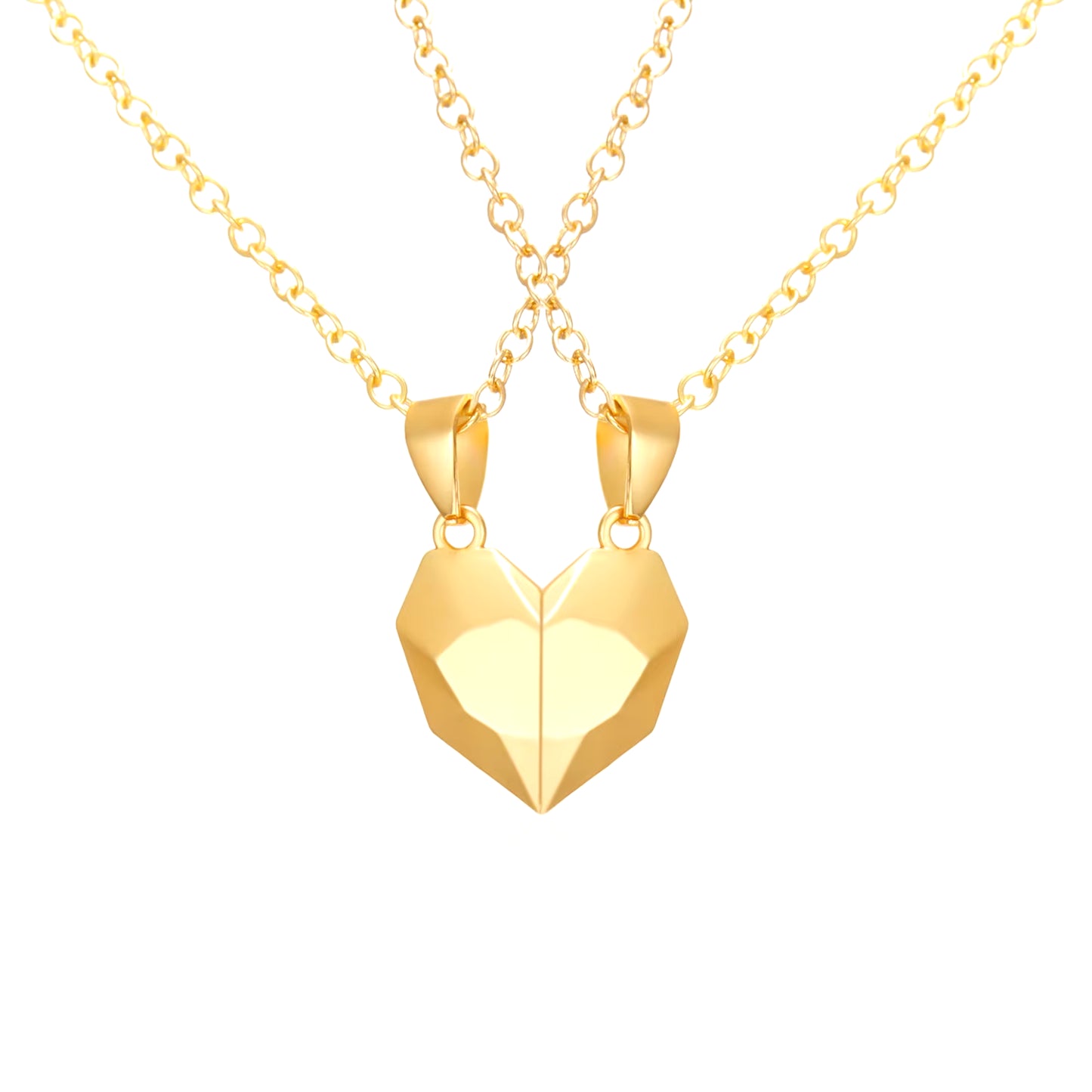 Couple Pendant Necklace Electrocardiogram Magnetic Heart Splicing Pendant