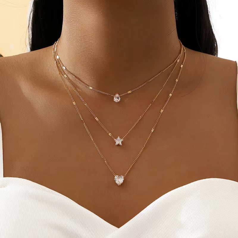 Women’s Multilayer Zircon Pendant Necklace