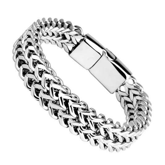 Stainless Steel Bracelet Men'S Braided Double Row