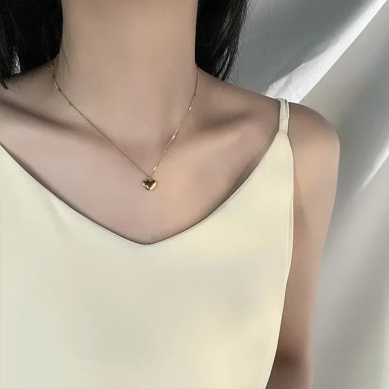 Gold Heart Pendant Necklace Korean Style Women’s Fashion Jewelry