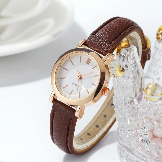 Women’s Leather Band Quartz Watch Small Dial