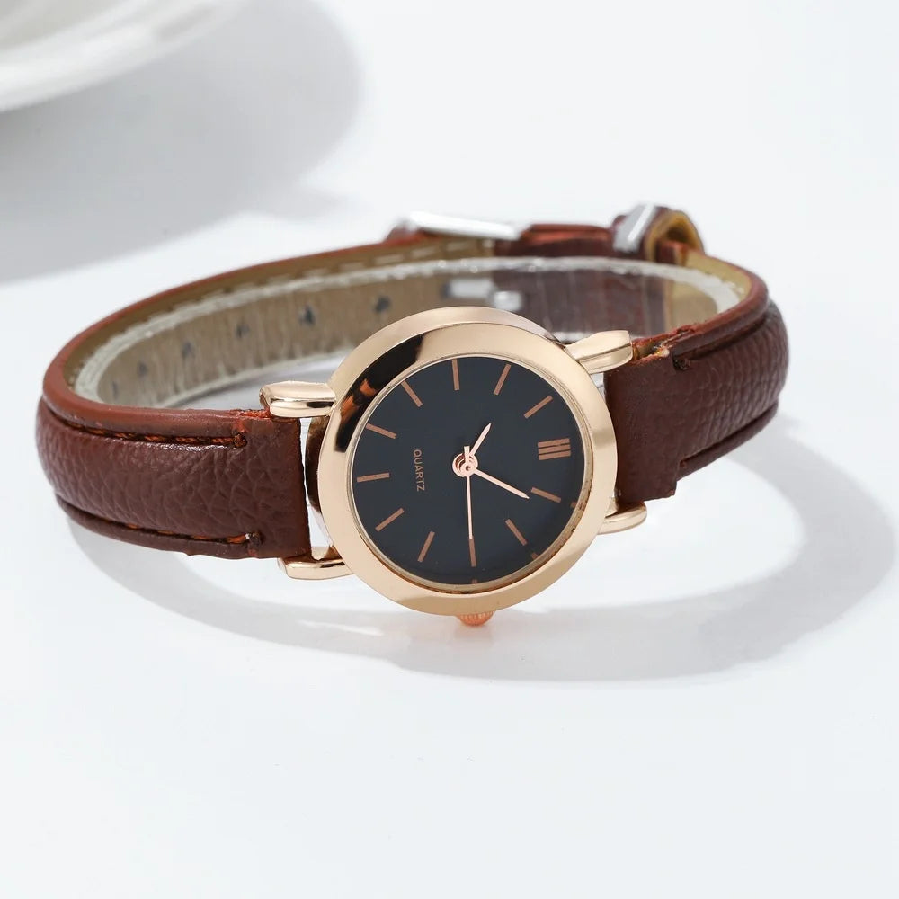 Women’s Leather Band Quartz Watch Small Dial