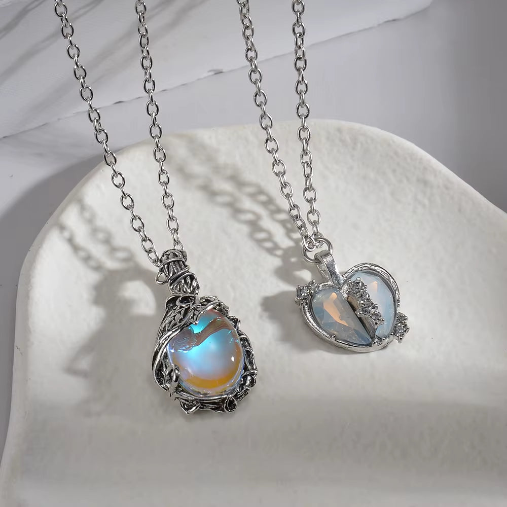 Magnetic couple necklace set featuring matching sun and moon pendants designed to connect through a secure magnetic link