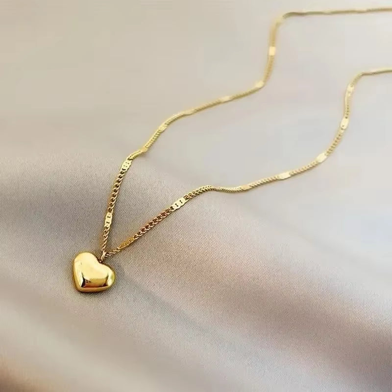 Gold Heart Pendant Necklace Korean Style Women’s Fashion Jewelry