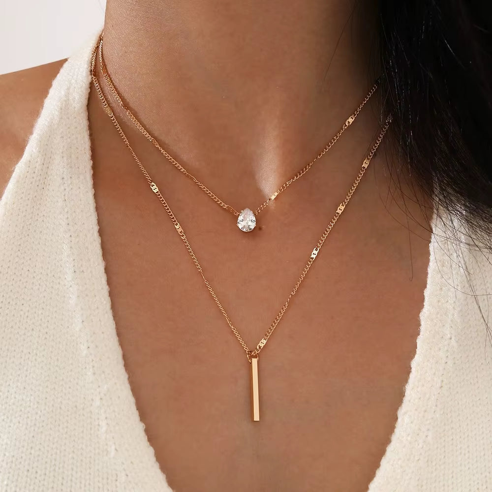 Women’s Multilayer Zircon Pendant Necklace