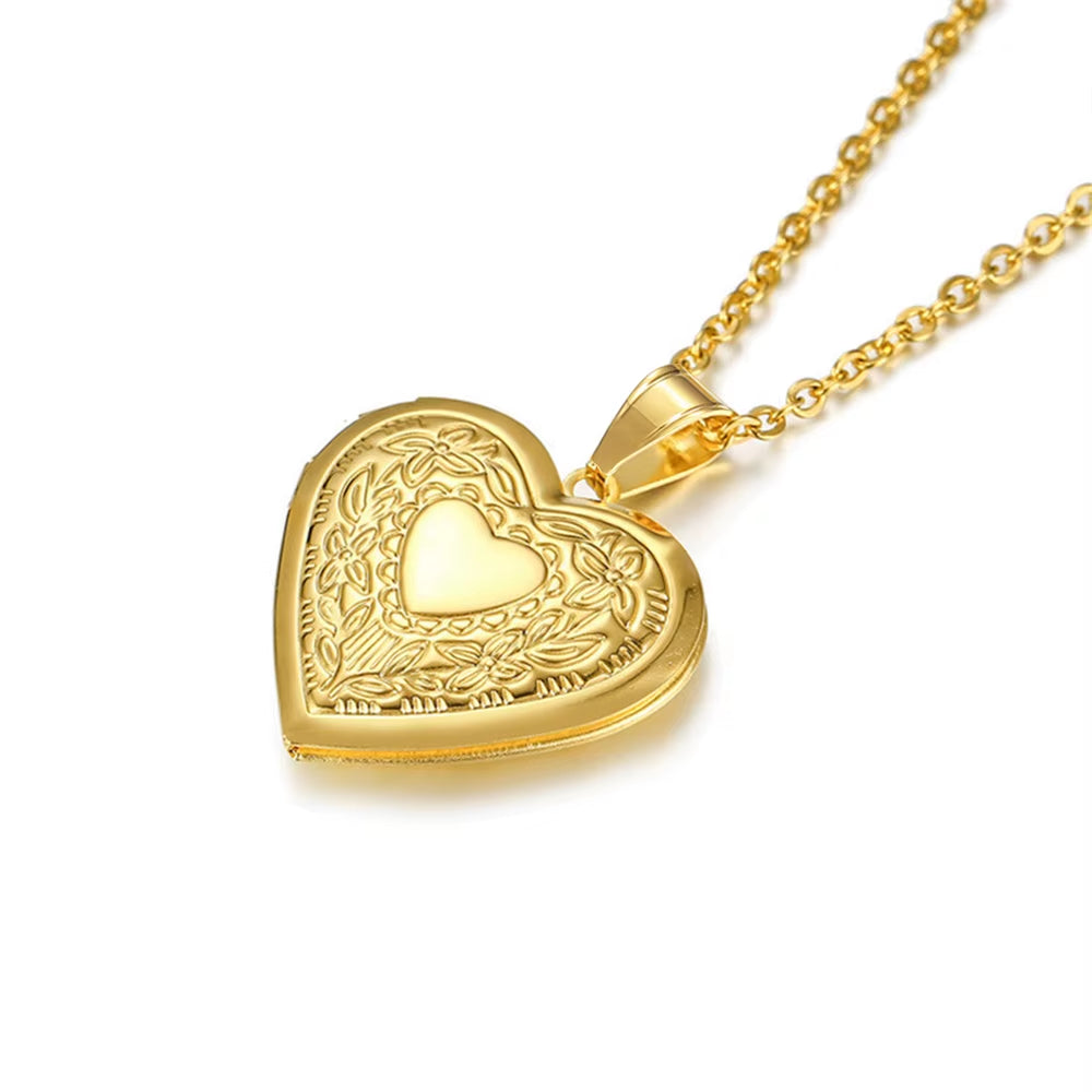 Women’s Stainless Steel Heart Locket Necklace
