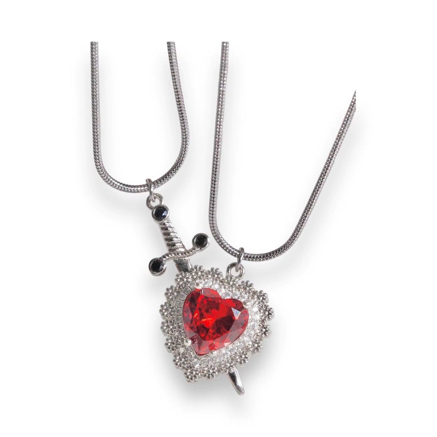 Heart and Sword Couple Necklace Stainless Steel Pendant