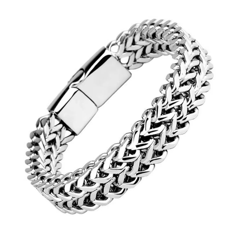 Stainless Steel Bracelet Men'S Braided Double Row