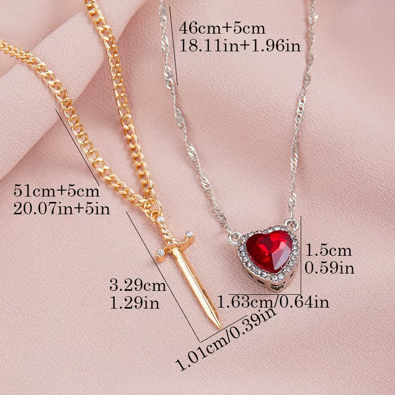 Heart and Sword Couple Necklace Stainless Steel Pendant